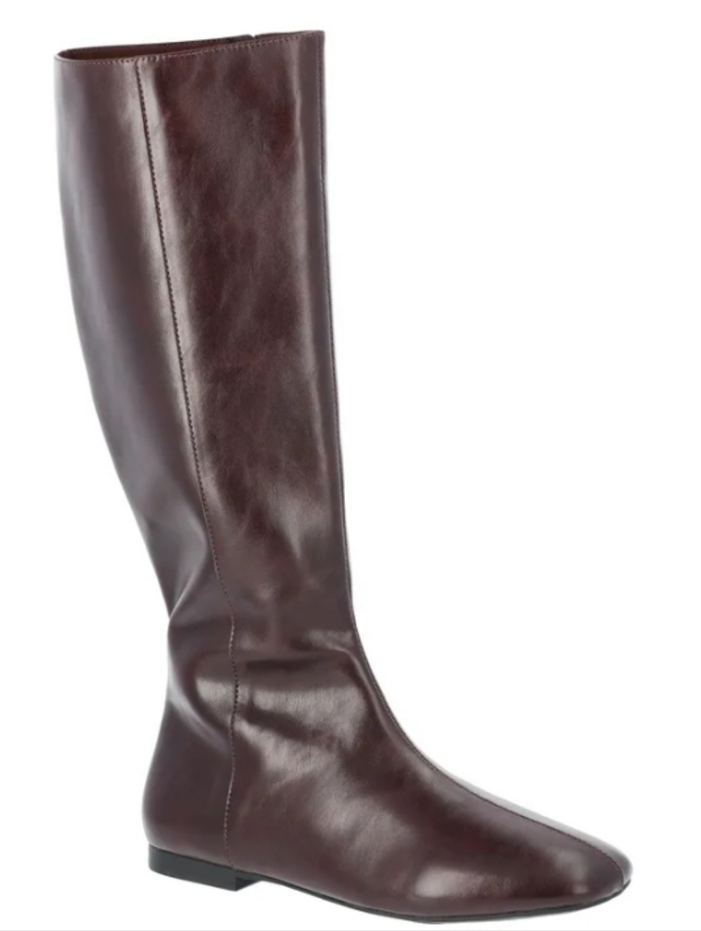 Kalf Knee High Faux Leather Riding 8.5 Boots Brown Burgundy Flat Comfy Slouch